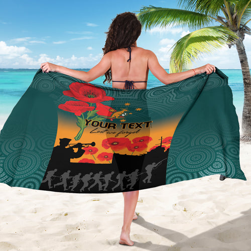 Custom Wallaroos Rugby ANZAC Sarong Poppy Soldier With Aboriginal Dots Art