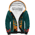 Custom Wallaroos Rugby ANZAC Sherpa Hoodie Poppy Soldier With Aboriginal Dots Art