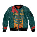 Custom Wallaroos Rugby ANZAC Sleeve Zip Bomber Jacket Poppy Soldier With Aboriginal Dots Art