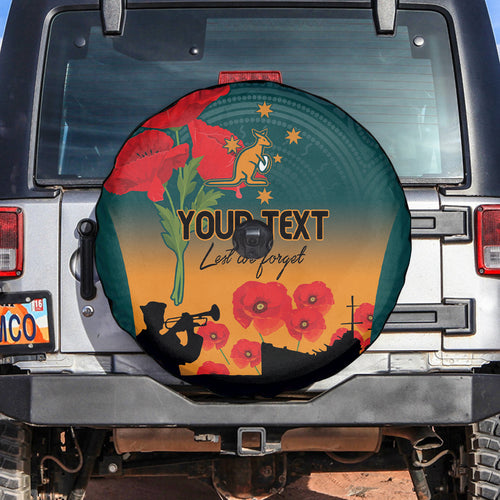 Custom Wallaroos Rugby ANZAC Spare Tire Cover Poppy Soldier With Aboriginal Dots Art