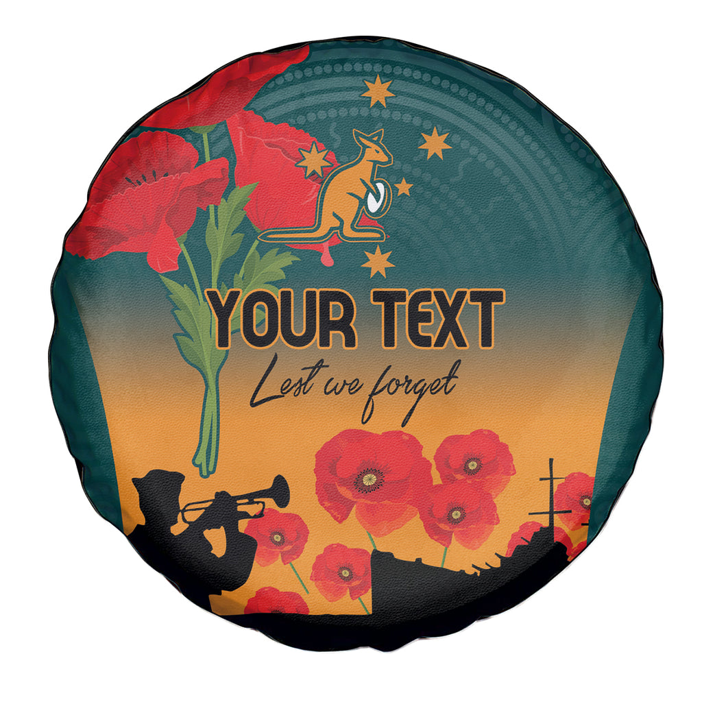 Custom Wallaroos Rugby ANZAC Spare Tire Cover Poppy Soldier With Aboriginal Dots Art