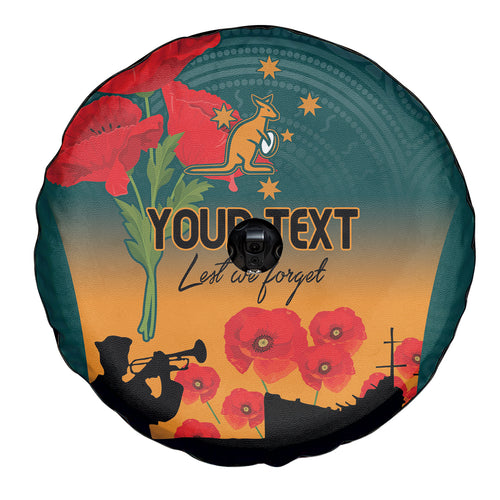 Custom Wallaroos Rugby ANZAC Spare Tire Cover Poppy Soldier With Aboriginal Dots Art
