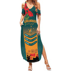 Custom Wallaroos Rugby ANZAC Summer Maxi Dress Poppy Soldier With Aboriginal Dots Art