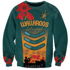 Custom Wallaroos Rugby ANZAC Sweatshirt Poppy Soldier With Aboriginal Dots Art