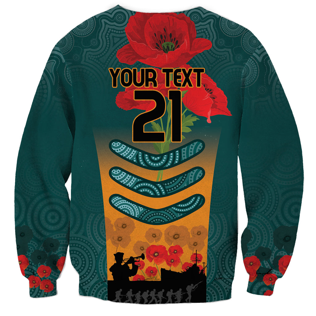 Custom Wallaroos Rugby ANZAC Sweatshirt Poppy Soldier With Aboriginal Dots Art