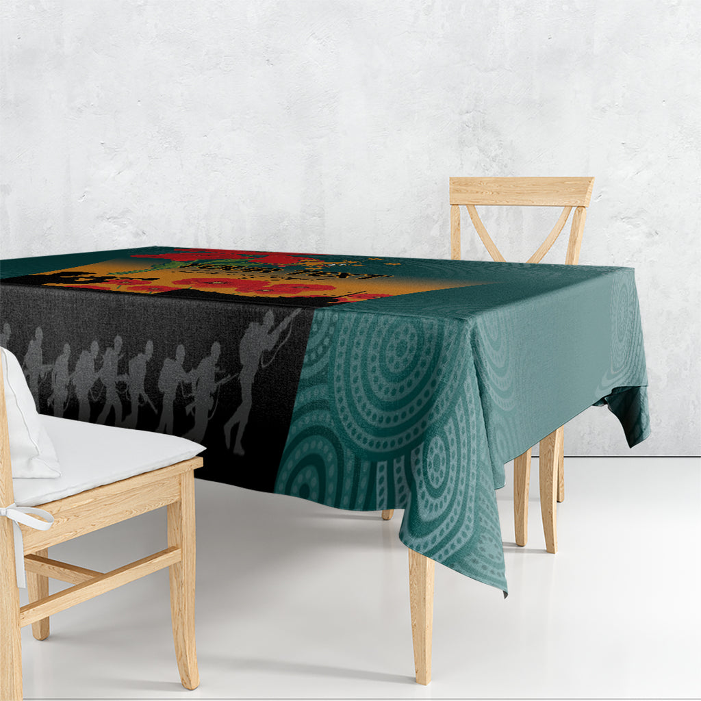 Custom Wallaroos Rugby ANZAC Tablecloth Poppy Soldier With Aboriginal Dots Art