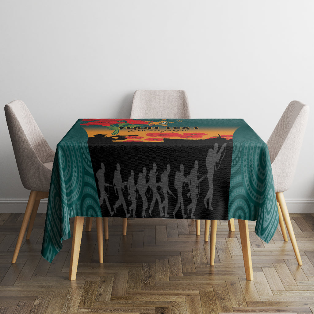 Custom Wallaroos Rugby ANZAC Tablecloth Poppy Soldier With Aboriginal Dots Art