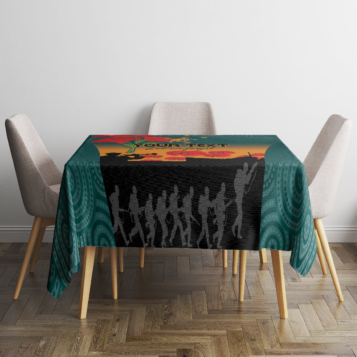 Custom Wallaroos Rugby ANZAC Tablecloth Poppy Soldier With Aboriginal Dots Art