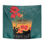 Custom Wallaroos Rugby ANZAC Tapestry Poppy Soldier With Aboriginal Dots Art