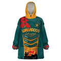 Custom Wallaroos Rugby ANZAC Wearable Blanket Hoodie Poppy Soldier With Aboriginal Dots Art