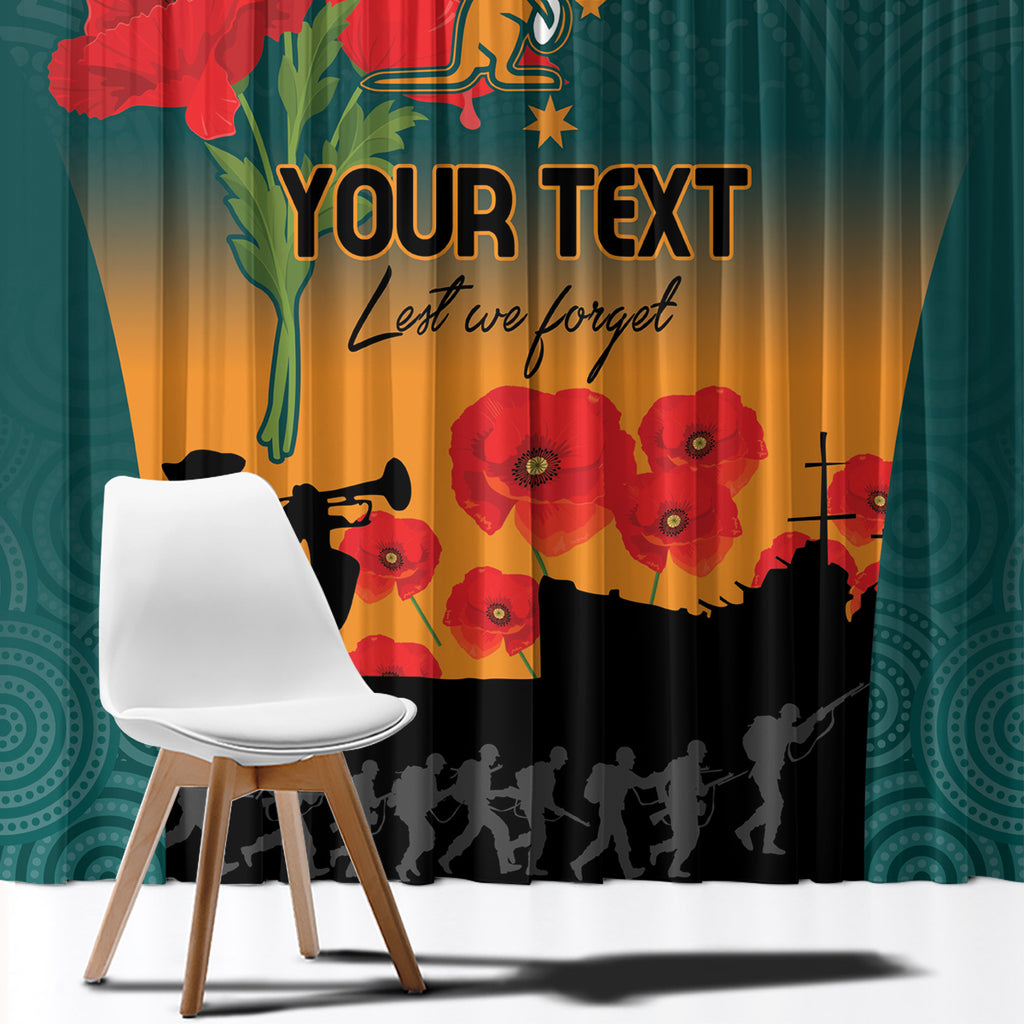 Custom Wallaroos Rugby ANZAC Window Curtain Poppy Soldier With Aboriginal Dots Art