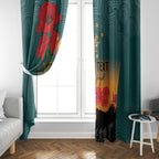 Custom Wallaroos Rugby ANZAC Window Curtain Poppy Soldier With Aboriginal Dots Art