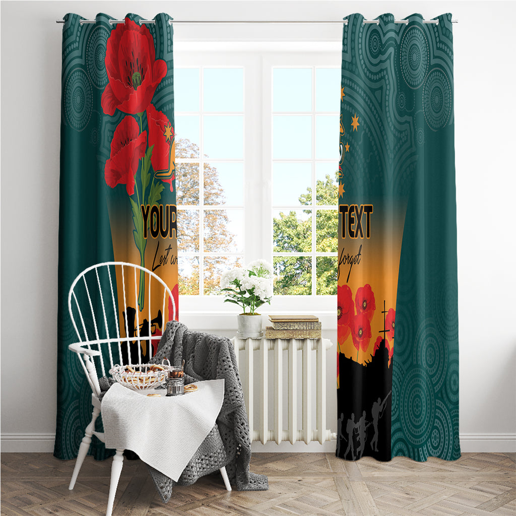 Custom Wallaroos Rugby ANZAC Window Curtain Poppy Soldier With Aboriginal Dots Art