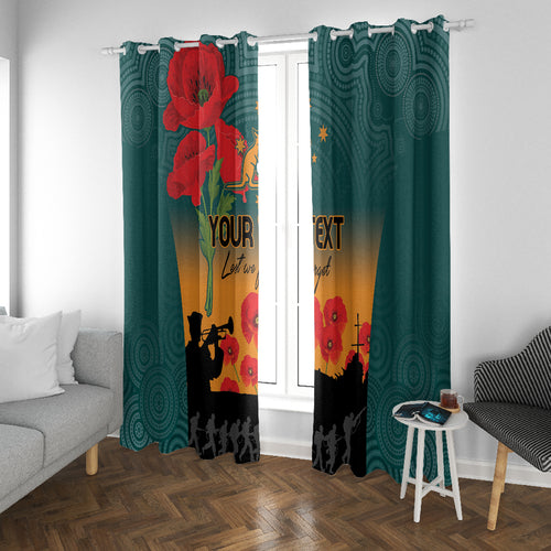 Custom Wallaroos Rugby ANZAC Window Curtain Poppy Soldier With Aboriginal Dots Art