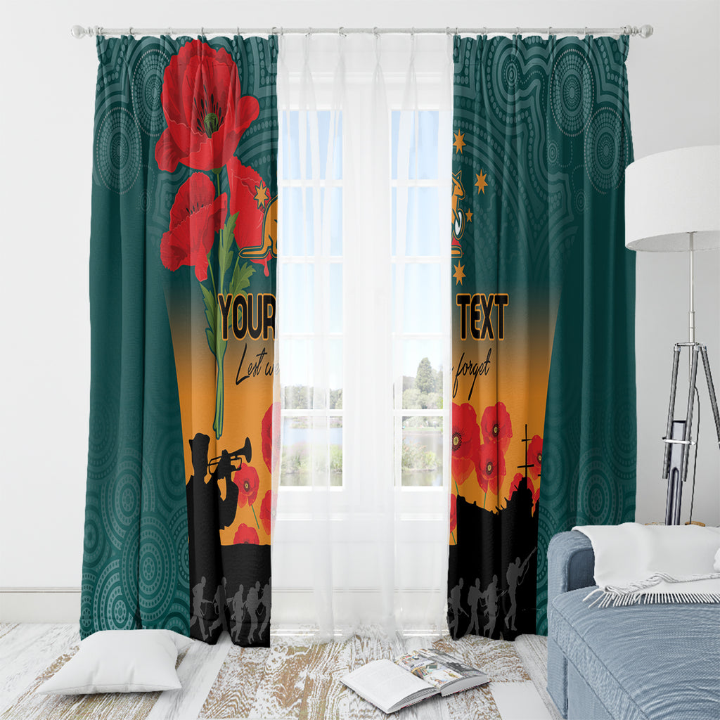 Custom Wallaroos Rugby ANZAC Window Curtain Poppy Soldier With Aboriginal Dots Art
