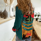 Custom Wallaroos Rugby ANZAC Women Casual Shirt Poppy Soldier With Aboriginal Dots Art
