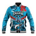 Custom Sharks Rugby ANZAC Baseball Jacket Gallipoli Soldier With Aboriginal Art