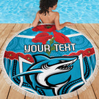 Custom Sharks Rugby ANZAC Beach Blanket Gallipoli Soldier With Aboriginal Art
