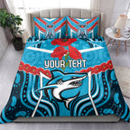 Custom Sharks Rugby ANZAC Bedding Set Gallipoli Soldier With Aboriginal Art