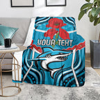 Custom Sharks Rugby ANZAC Blanket Gallipoli Soldier With Aboriginal Art