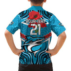 Custom Sharks Rugby ANZAC Family Matching Off Shoulder Short Dress and Hawaiian Shirt Gallipoli Soldier With Aboriginal Art