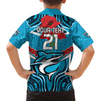 Custom Sharks Rugby ANZAC Family Matching Short Sleeve Bodycon Dress and Hawaiian Shirt Gallipoli Soldier With Aboriginal Art