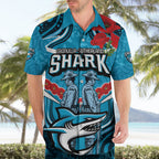 Custom Sharks Rugby ANZAC Hawaiian Shirt Gallipoli Soldier With Aboriginal Art