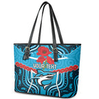 Custom Sharks Rugby ANZAC Leather Tote Bag Gallipoli Soldier With Aboriginal Art