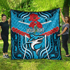 Custom Sharks Rugby ANZAC Quilt Gallipoli Soldier With Aboriginal Art