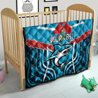 Custom Sharks Rugby ANZAC Quilt Gallipoli Soldier With Aboriginal Art