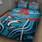 Custom Sharks Rugby ANZAC Quilt Bed Set Gallipoli Soldier With Aboriginal Art