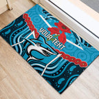 Custom Sharks Rugby ANZAC Rubber Doormat Gallipoli Soldier With Aboriginal Art