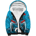 Custom Sharks Rugby ANZAC Sherpa Hoodie Gallipoli Soldier With Aboriginal Art