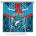 Custom Sharks Rugby ANZAC Shower Curtain Gallipoli Soldier With Aboriginal Art