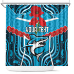 Custom Sharks Rugby ANZAC Shower Curtain Gallipoli Soldier With Aboriginal Art