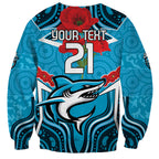 Custom Sharks Rugby ANZAC Sweatshirt Gallipoli Soldier With Aboriginal Art