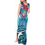 Custom Sharks Rugby ANZAC Tank Maxi Dress Gallipoli Soldier With Aboriginal Art