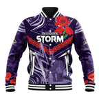 Custom Storm Rugby ANZAC Baseball Jacket Melbourne Gallipoli Soldier With Aboriginal Art