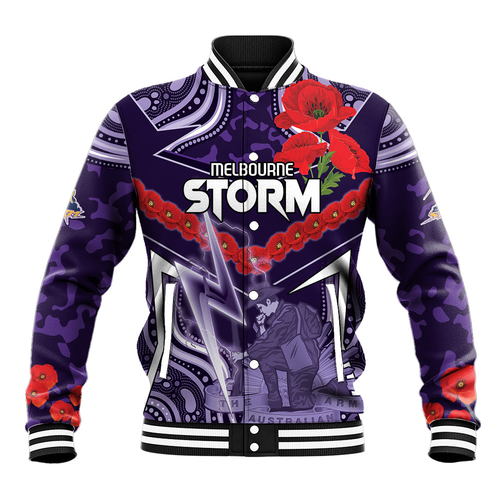 Custom Storm Rugby ANZAC Baseball Jacket Melbourne Gallipoli Soldier With Aboriginal Art