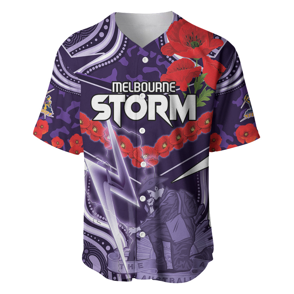 Custom Storm Rugby ANZAC Baseball Jersey Melbourne Gallipoli Soldier With Aboriginal Art