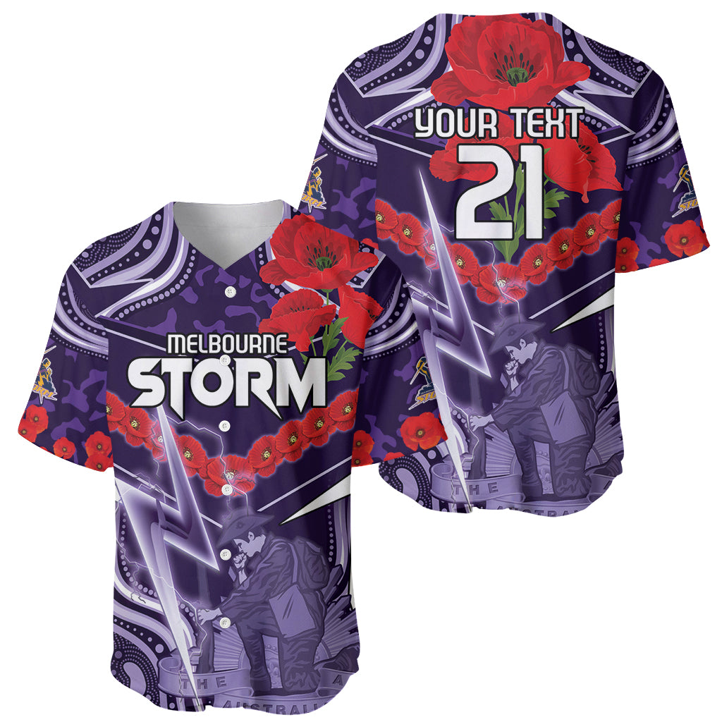 Custom Storm Rugby ANZAC Baseball Jersey Melbourne Gallipoli Soldier With Aboriginal Art