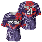 Custom Storm Rugby ANZAC Baseball Jersey Melbourne Gallipoli Soldier With Aboriginal Art