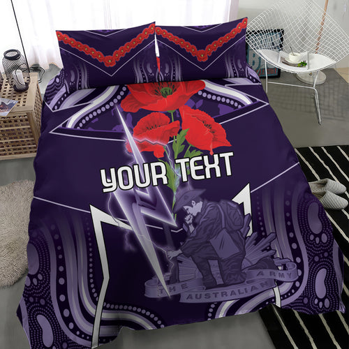Custom Storm Rugby ANZAC Bedding Set Melbourne Gallipoli Soldier With Aboriginal Art