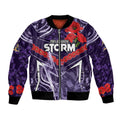 Custom Storm Rugby ANZAC Bomber Jacket Melbourne Gallipoli Soldier With Aboriginal Art