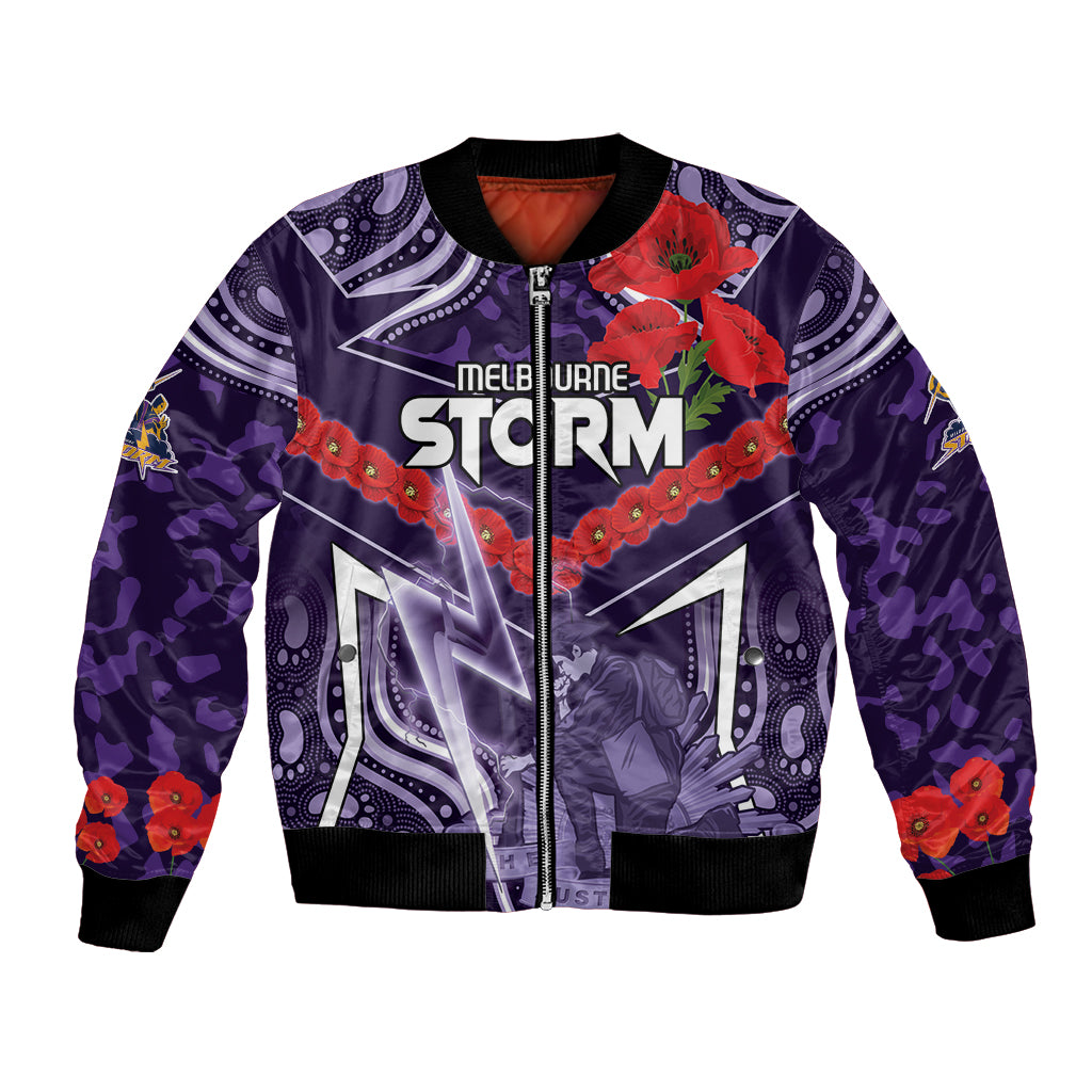 Custom Storm Rugby ANZAC Bomber Jacket Melbourne Gallipoli Soldier With Aboriginal Art