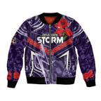 Custom Storm Rugby ANZAC Bomber Jacket Melbourne Gallipoli Soldier With Aboriginal Art