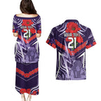 Custom Storm Rugby ANZAC Couples Matching Puletasi and Hawaiian Shirt Melbourne Gallipoli Soldier With Aboriginal Art
