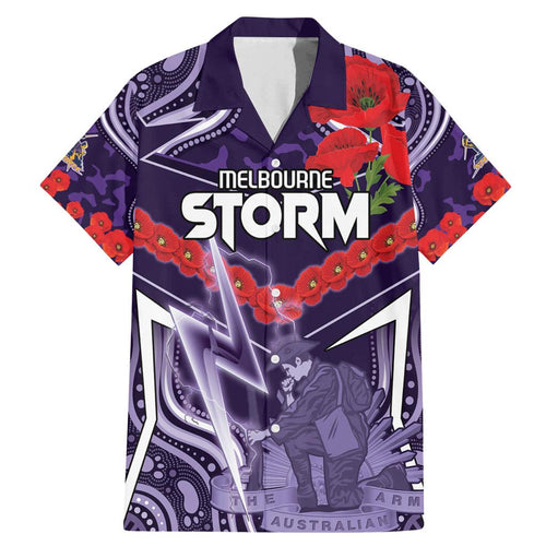Custom Storm Rugby ANZAC Family Matching Mermaid Dress and Hawaiian Shirt Melbourne Gallipoli Soldier With Aboriginal Art