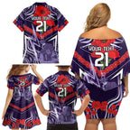 Custom Storm Rugby ANZAC Family Matching Off Shoulder Short Dress and Hawaiian Shirt Melbourne Gallipoli Soldier With Aboriginal Art