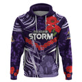 Custom Storm Rugby ANZAC Hoodie Melbourne Gallipoli Soldier With Aboriginal Art